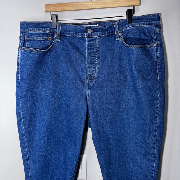 Levi's Wedgie Skinny Jeans Raw Frayed Hem Button Fly Size 24 Medium Wash Denim - Picture 5 of 13